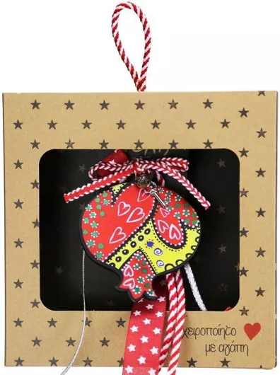 Γούρι Χειροποίητο Ξύλινο "ρόδινες Ευχές" Πολυτελή Συσκευασία Δώρου 18χ6,5χ17,5 Lu24011g