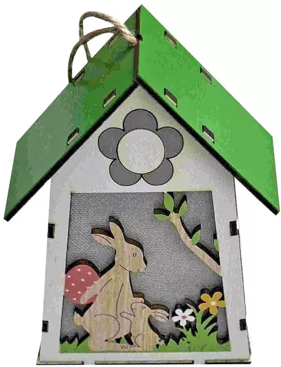 Σπιτάκι Κρεμαστό Πράσινη Σκεπή & Λαγός 14x10x3,5cm Bunnys 932198