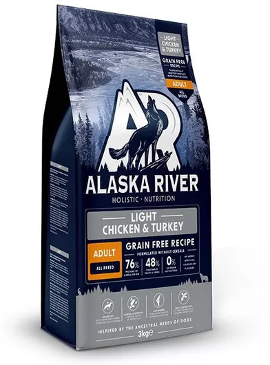Alaska River 3kg Ξηρά Τροφή χωρίς Σιτηρά για Ενήλικους Σκύλους με Κοτόπουλο και Γαλοπούλα