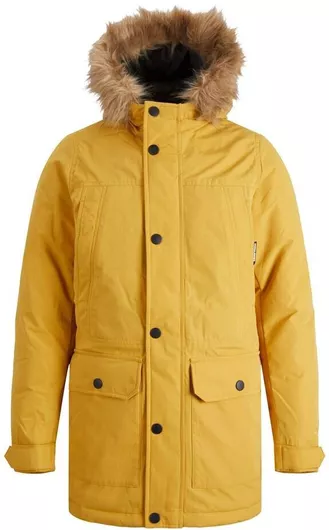 Jack & Jones Παιδικό Παρκά Μακρύ με Κουκούλα Κίτρινο