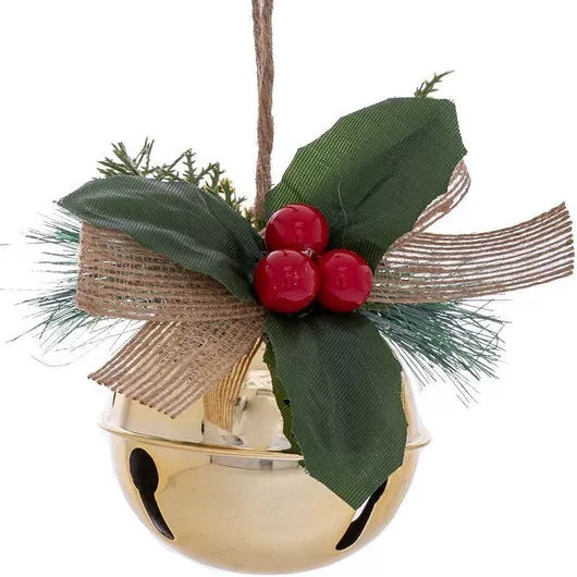 Χριστουγεννιάτικο Κρεμαστό Στολίδι Κουδούνι Μεταλλικό Χρυσό