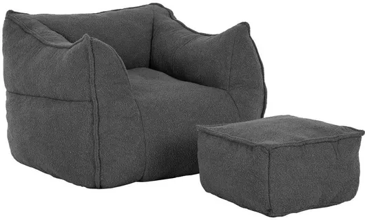 Πολυθρόνα Sponge με Υποπόδιο Γκρι Σκούρο 95x102x73cm