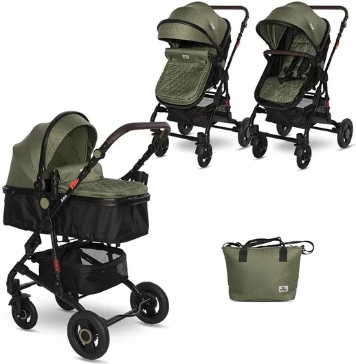 Καρότσι Μωρού Lorelli Alba Premium Ρυθμιζόμενο 2 σε 1 Kατάλληλο για Nεογέννητο Loden Green 11.15kg