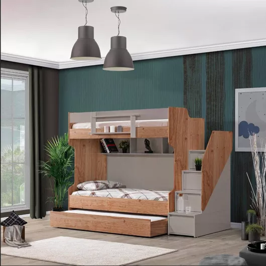 Παιδικό Κρεβάτι Κουκέτα Alba Μονό για Στρώμα 90x190cm 01 Καφέ Καφέ