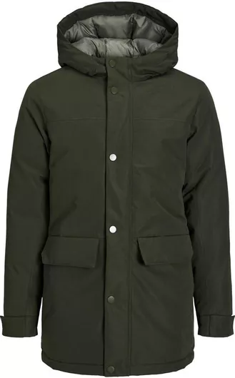Jack & Jones Παιδικό Παρκά Μακρύ με Κουκούλα Χακί