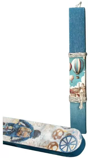 Λαμπάδα Χειροποίητη Γέραλης MPN 25078 Διαστάσεις Πλακέ Ποσότητα Μπλε Αερόστατο