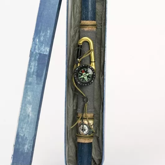 Πασχαλινή Λαμπάδα Στρογγυλή Χειροποίητη Πυξίδα Μπλε