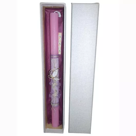 Λαμπάδα Χειροποίητη Γέραλης MPN 25132 Διαστάσεις Στρογγυλή Καρφίτσα Πεταλούδα Ποσότητα Χρώμα