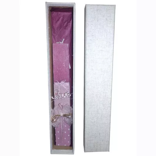 Λαμπάδα Χειροποίητη Πλακέ Κοντή Καρφίτσα Love Γέραλης 25134 Διαστάσεις Ποσότητα Χρώμα