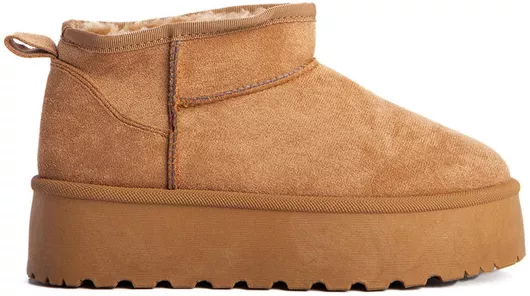 Keep Fred Γυναικεία Μποτάκια με Πλατφόρμα & Γούνα Καφέ