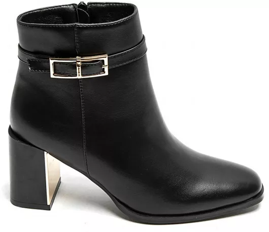 Keep Fred Δερμάτινα Γυναικεία Μποτάκια Αστραγάλου με Ψηλό Τακούνι Μαύρο