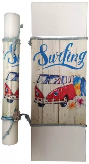 Λαμπάδα Χειροποίητη Στυλιανοπούλου 37969 Surfing, Διαστάσεις, Ποσότητα, Χρώμα