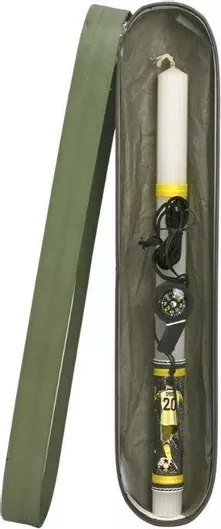 Λαμπάδα Χειροποίητη Γέραλης 241233 Ριγέ Μπρελόκσφυρίχτρα Ομάδες Διαστάσεις Κίτρινο