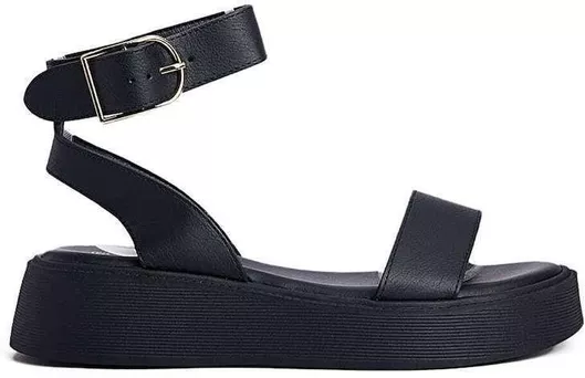 Keep Fred Γυναικεία Σανδάλια με Λουράκι Flatforms Μαύρο