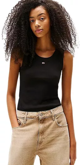 Tommy Hilfiger Essential Αμάνικη Γυναικεία Μπλούζα Μαύρο