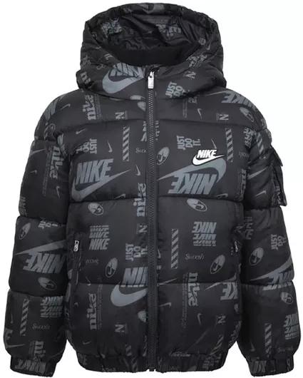 Nike Παιδικό Αθλητικό Μπουφάν με Επένδυση & Κουκούλα Μαύρο