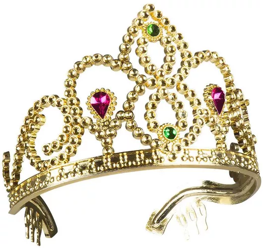 Αποκριάτικη Κορώνα Χρυσή με Ροζ & Πράσινα Πετράδια