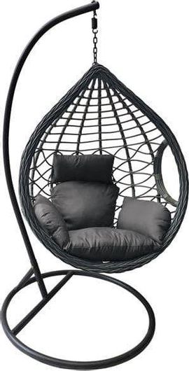 Κούνια Φωλιά Madrid Rattan με Βάση 105x105x197cm Γκρι