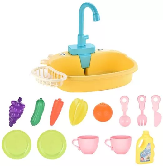 Νεροχύτης Giggles Co Παιχνίδι Μίμησης Ο Του Μικρού Βοηθού Της Μαμάς Κίτρινο για 3+ Ετών