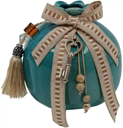 Γούρι 24home.gr Ρόδι Ροζ Κεραμικό 12cm