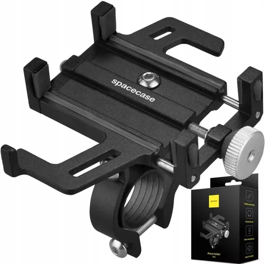 Spacecase Universal Bike Phone Holder Bh01 - Metal Mount for Bicycle, Motorcycle, Scooter - Fits Smartphones 4.7" to 7" - Black