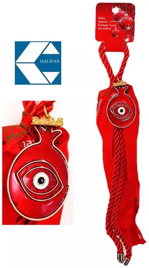 Γούρι Κρεμαστό Μάτι 2025 Κόκκινο-χρυσό Μέταλλο 28cm Galifas 912292 Galifas