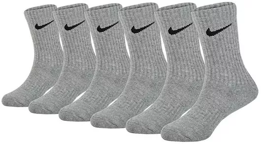 Nike Παιδικές Κάλτσες Αθλητικές Performance Basic Crew Γκρι 3 Ζευγάρια