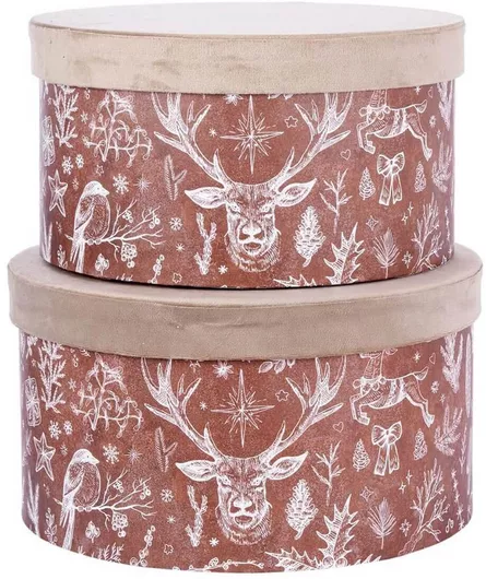 MSA Σετ Χριστουγεννιάτικα Δοχεία Υφασμάτινα Καφέ 2τμχ