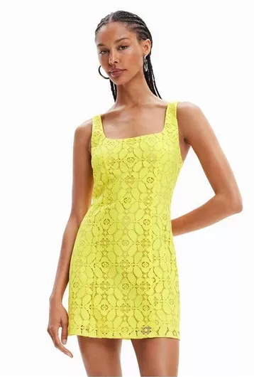 Desigual Mini All Day Φόρεμα Αμάνικο Κίτρινο