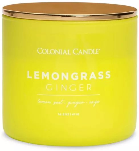 Κερί Αρωματικό 3 Φυτίλια Γυάλινο Δοχείο Lemongrass Ginger 411 Γραμ Color Pop
