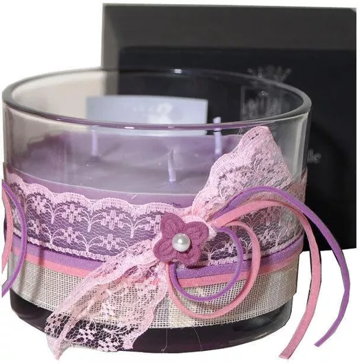 Royal Art Collection Διακοσμητικό Κερί σε Βάζο 12x9cm Μοβ