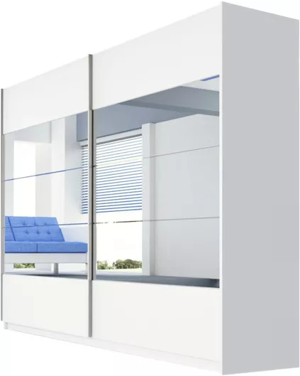 Karen Ντουλάπα Ρούχων Δίφυλλη Συρόμενη με Καθρέπτη 215x60x210cm Λευκό