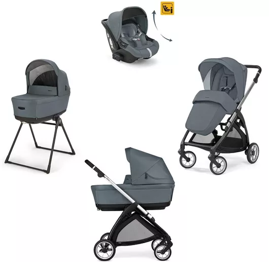 Καρότσι Μωρού Inglesina Electa Quattro Darwin Infant Recline 2025 Ρυθμιζόμενο 3 σε 1 Kατάλληλο για Nεογέννητο Union Grey / Silver Black 8.7kg