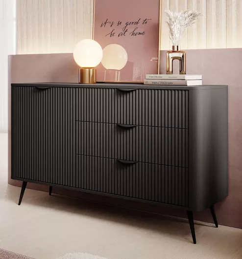 Μπουφές Lante Ξύλινος με Συρτάρια 138x38x81cm Γκρι