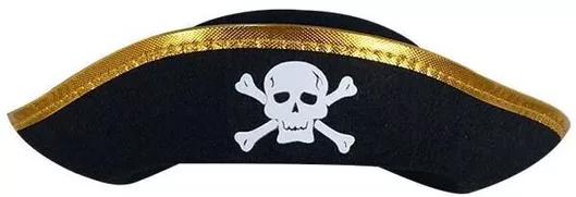 Buccaneer Pirate Hat 34x9cm Black Gold