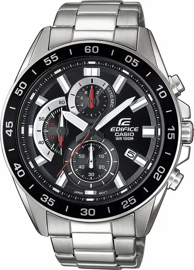 Ανδρικό Ρολόι Casio Χρονογράφος Μπαταρίας με Μεταλλικό Μπρασελέ Ασημί 