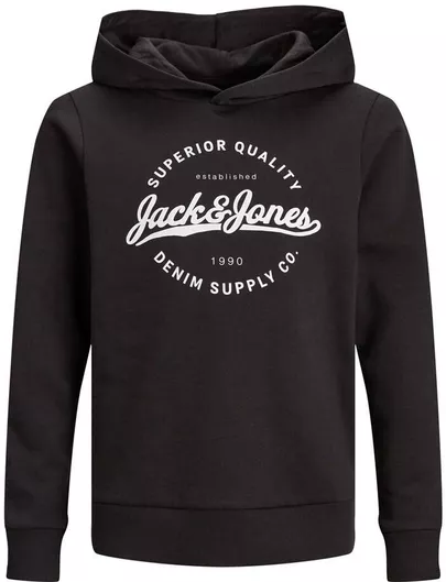 Jack & Jones Παιδικό Φούτερ με Κουκούλα Μαύρο