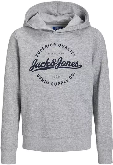 Jack & Jones Παιδικό Φούτερ με Κουκούλα Γκρι