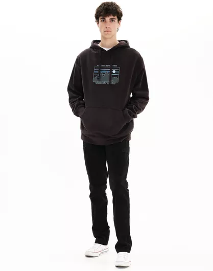 Emerson Ανδρικό Φούτερ με Κουκούλα Off Black