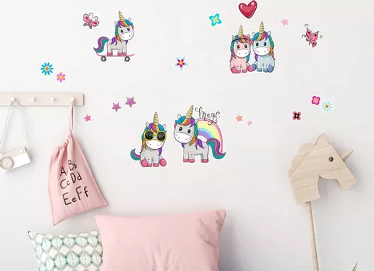 Παιδικά Διακοσμητικά Αυτοκόλλητα Τοίχου Ango Colorful Unicorns L 20τμχ