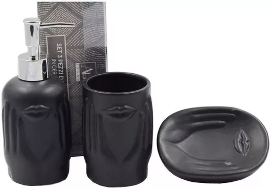 Αξεσουάρ Μπάνιου Royal Art Collection Σετ Κεραμικό Σετ 3τμχ Μαύρο