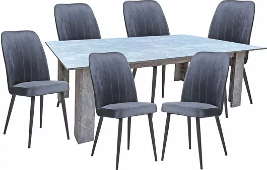 Τραπεζαρία Επεκτεινόμενη 7τμχ Γκρι 160(+40)x90cm