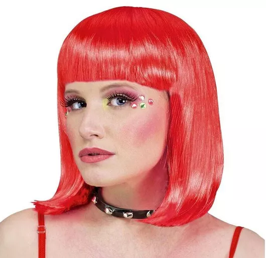 Αποκριάτικη Περούκα Diva Μακρύ Καρέ Αφέλειες Κόκκινο