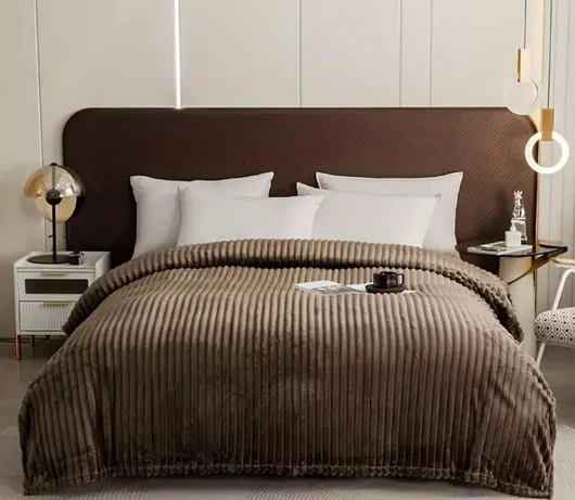 Κουβέρτα Fleece Υπέρδιπλη 220x240cm Καφέ