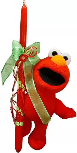 Πασχαλινή Λαμπάδα Χειροποίητη Elmo Sesame Street Λούτρινο 25cm