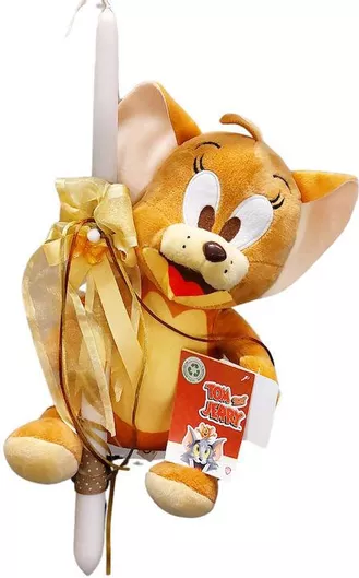 Πασχαλινή Λαμπάδα Στρογγυλή με Κουτί Jerry tom Jerry Καφέ