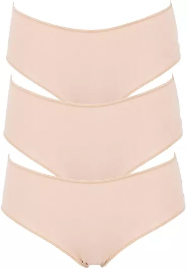 Cotonella Midi Βαμβακερά Γυναικεία Slip 3Pack Μπεζ