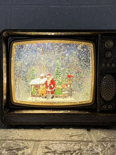 Φωτιζόμενη Διακοσμητική Τηλεόραση με τον Άγιο Βασίλη Ρεύματος 20x8.5x24.5cm Χριστουγεννιάτικη