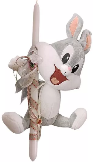 Πασχαλινή Λαμπάδα Στρογγυλή Χειροποίητη Bugs Bunny Baby looney Tunes