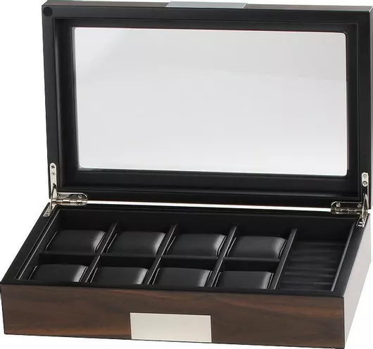 Θήκη Ρολογιών Rothenschild Ξύλινη με διάφανο καπάκι για 8 ρολόγια σε Καφέ χρώμα RS-2381-10W